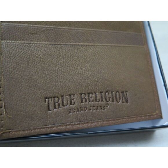 True Religion WESTON Men's Leather Brown Bifold Wallet TR201126 RFID $50 - Picture 5 of 8
